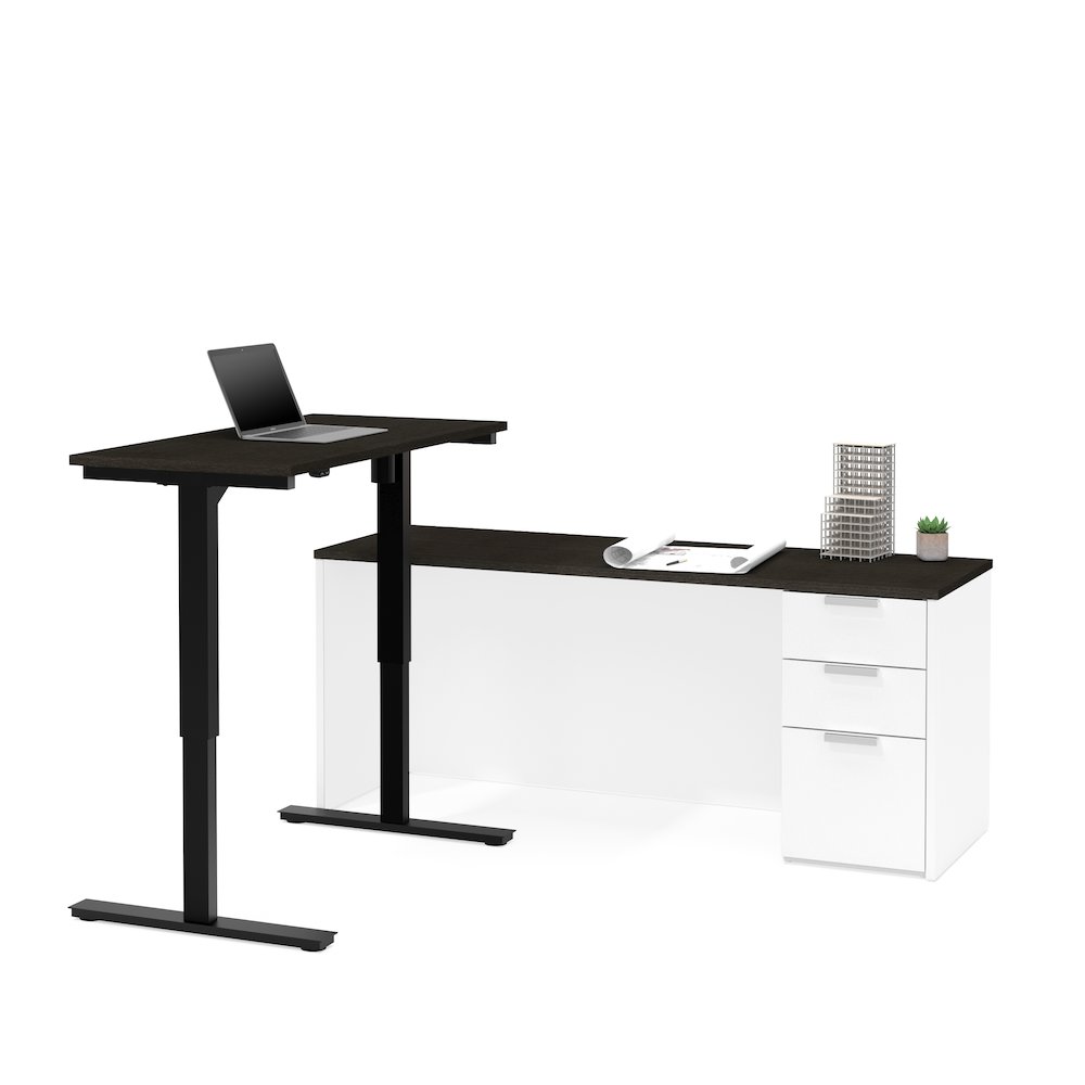Pro-Concept Plus Height Adjustable L-Desk in White & Deep Grey. The main picture.