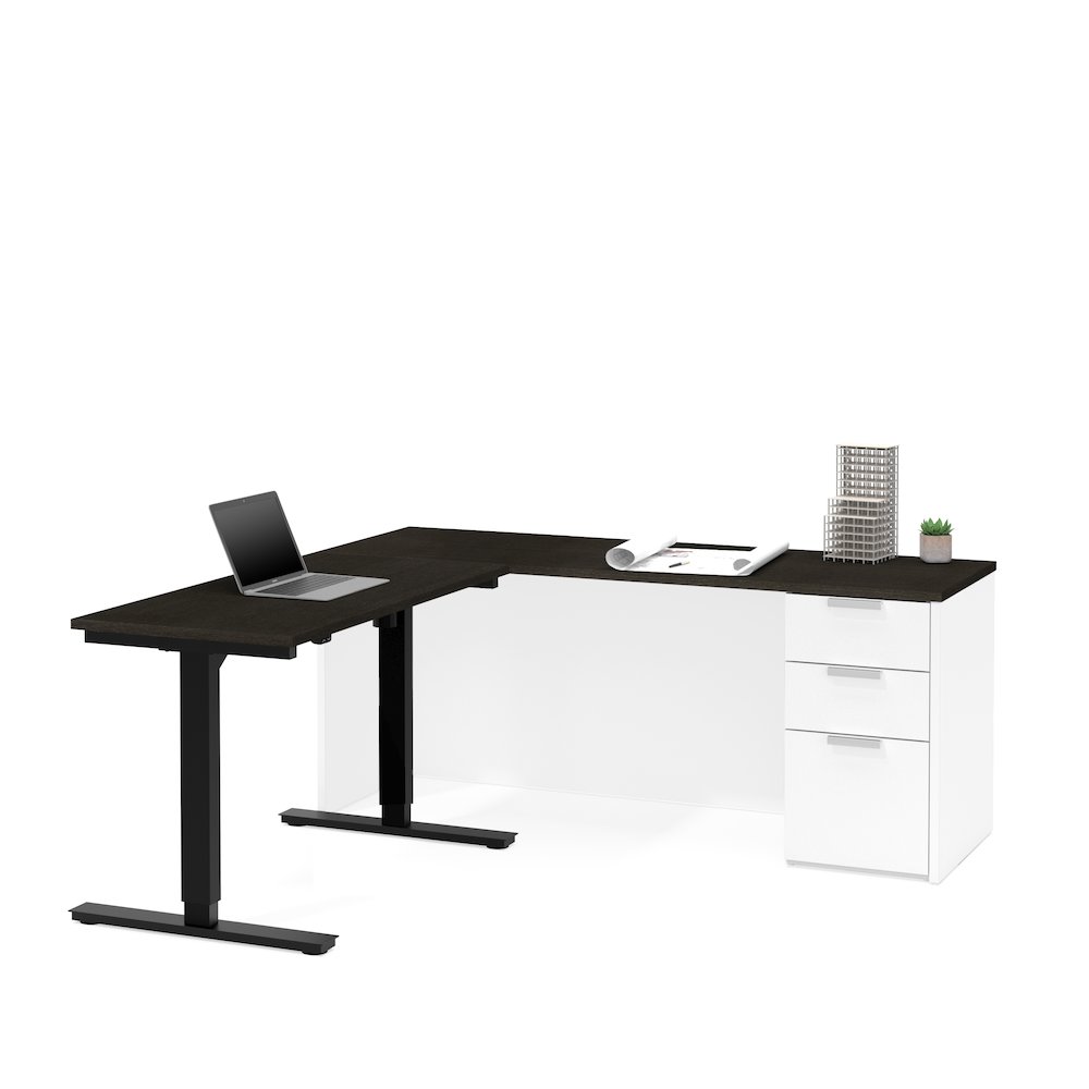 Pro-Concept Plus Height Adjustable L-Desk in White & Deep Grey. Picture 2