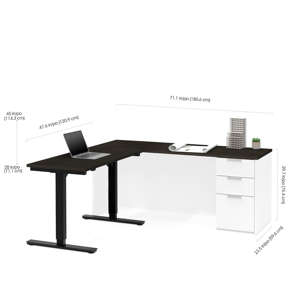 Pro-Concept Plus Height Adjustable L-Desk in White & Deep Grey. Picture 3