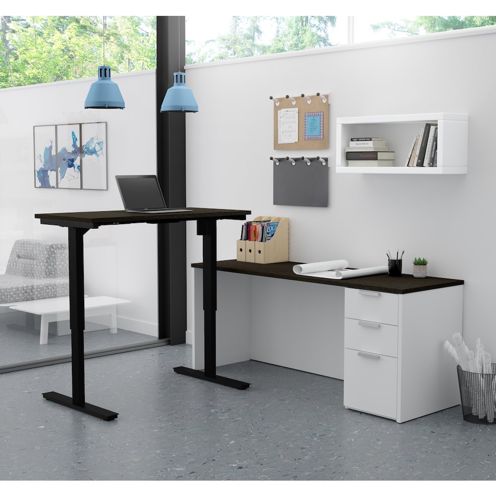 Pro-Concept Plus Height Adjustable L-Desk in White & Deep Grey. Picture 4