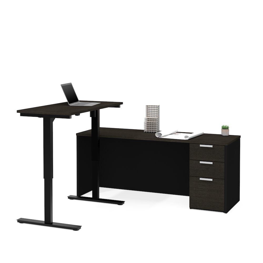 Pro-Concept Plus Height Adjustable L-Desk in Deep Grey & Black. Picture 1
