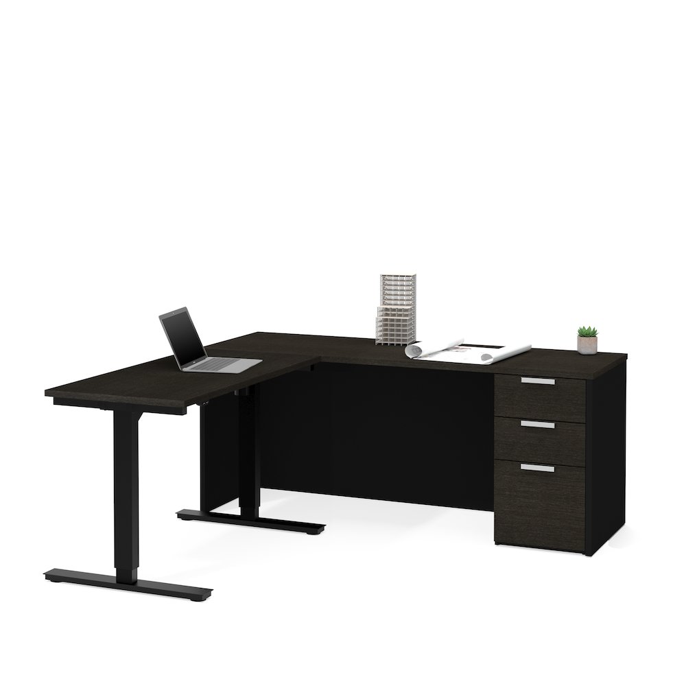 Pro-Concept Plus Height Adjustable L-Desk in Deep Grey & Black. Picture 2