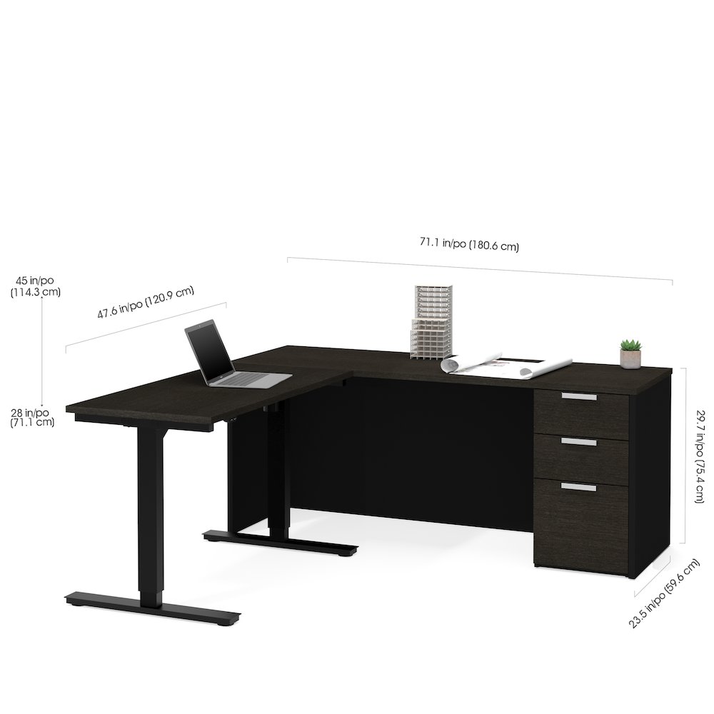 Pro-Concept Plus Height Adjustable L-Desk in Deep Grey & Black. Picture 3