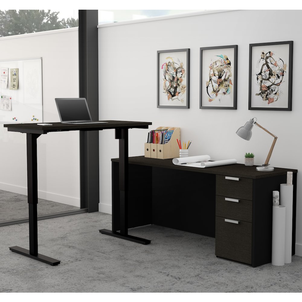 Pro-Concept Plus Height Adjustable L-Desk in Deep Grey & Black. Picture 4