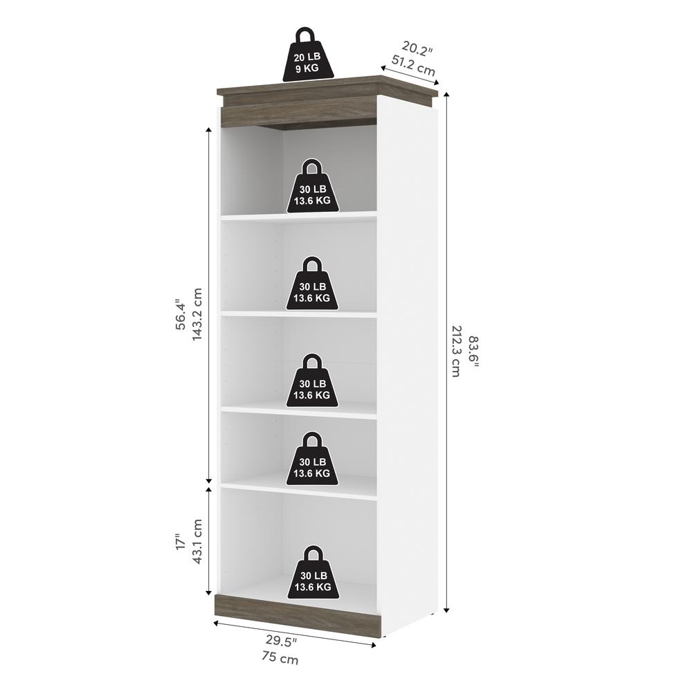 Orion  30W 30W Shelving Unit in white & walnut grey. Picture 4