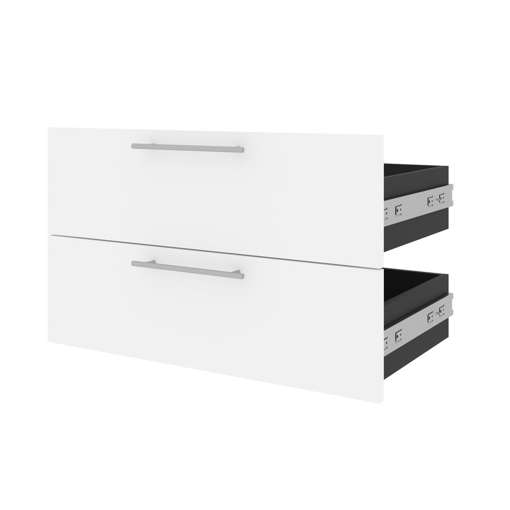 Orion  29W 2 Drawer Set for Orion 30W Shelving Unit in white & walnut grey. Picture 1
