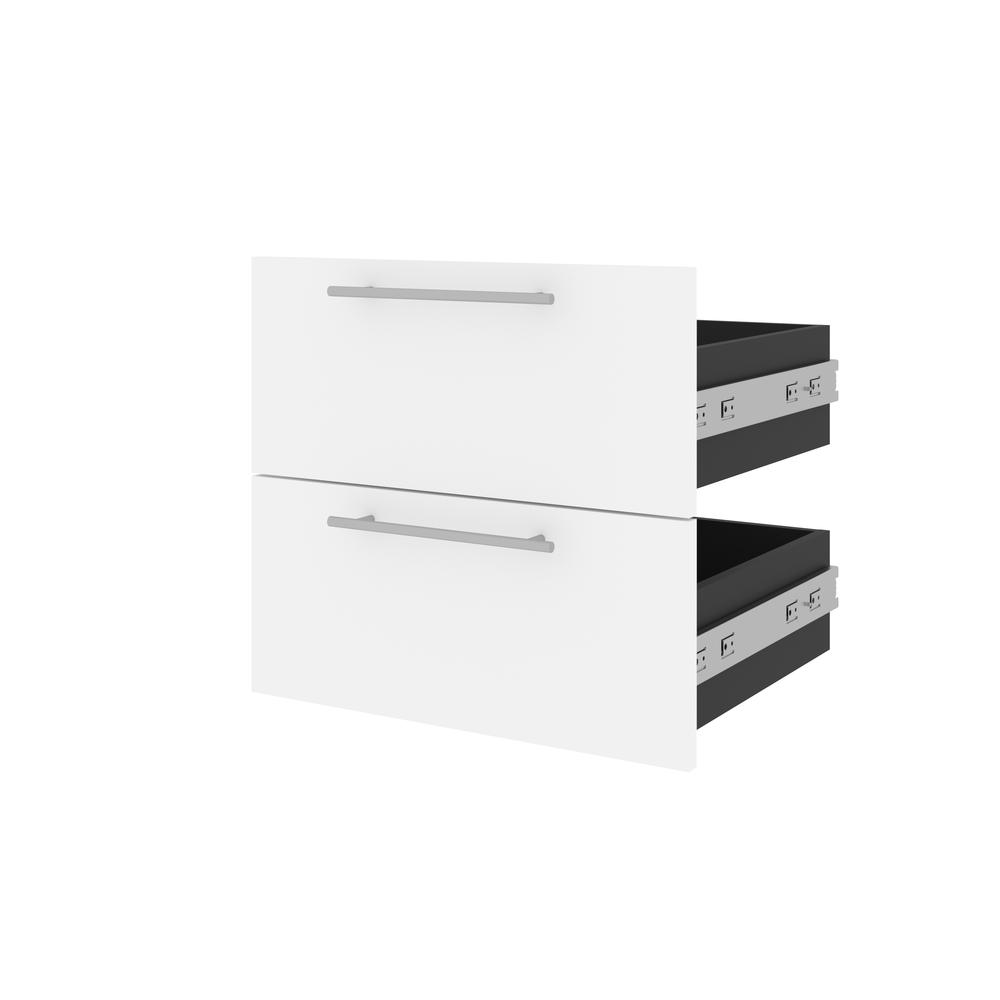 Orion  19W 2 Drawer Set for Orion 20W Narrow Shelving Unit in white & walnut grey. Picture 1