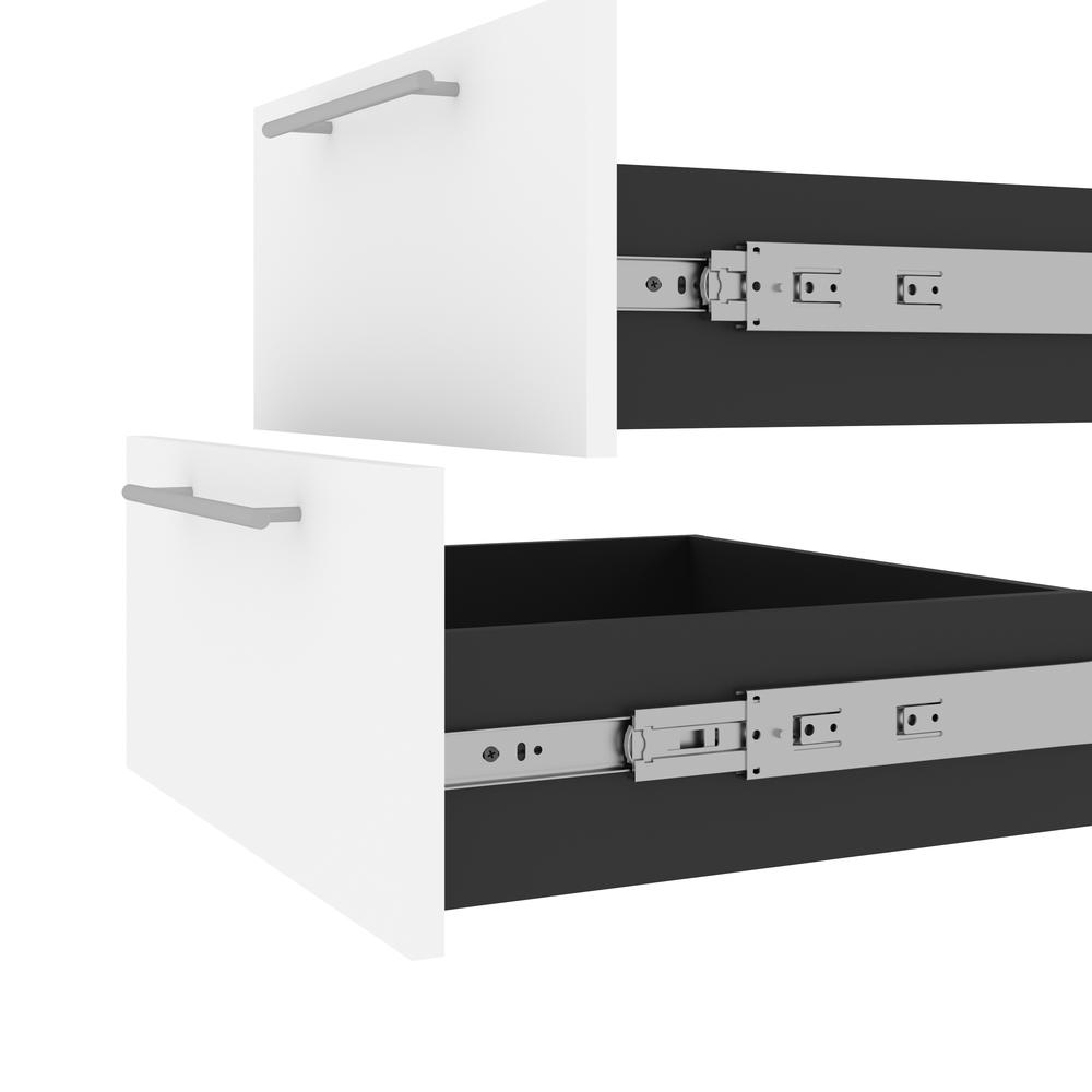 Orion  19W 2 Drawer Set for Orion 20W Narrow Shelving Unit in white & walnut grey. Picture 4