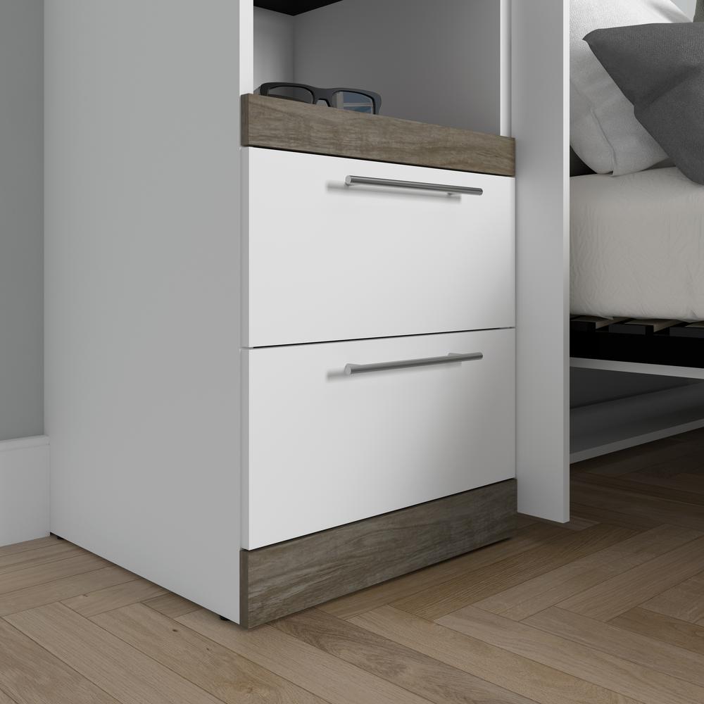 Orion  19W 2 Drawer Set for Orion 20W Narrow Shelving Unit in white & walnut grey. Picture 5