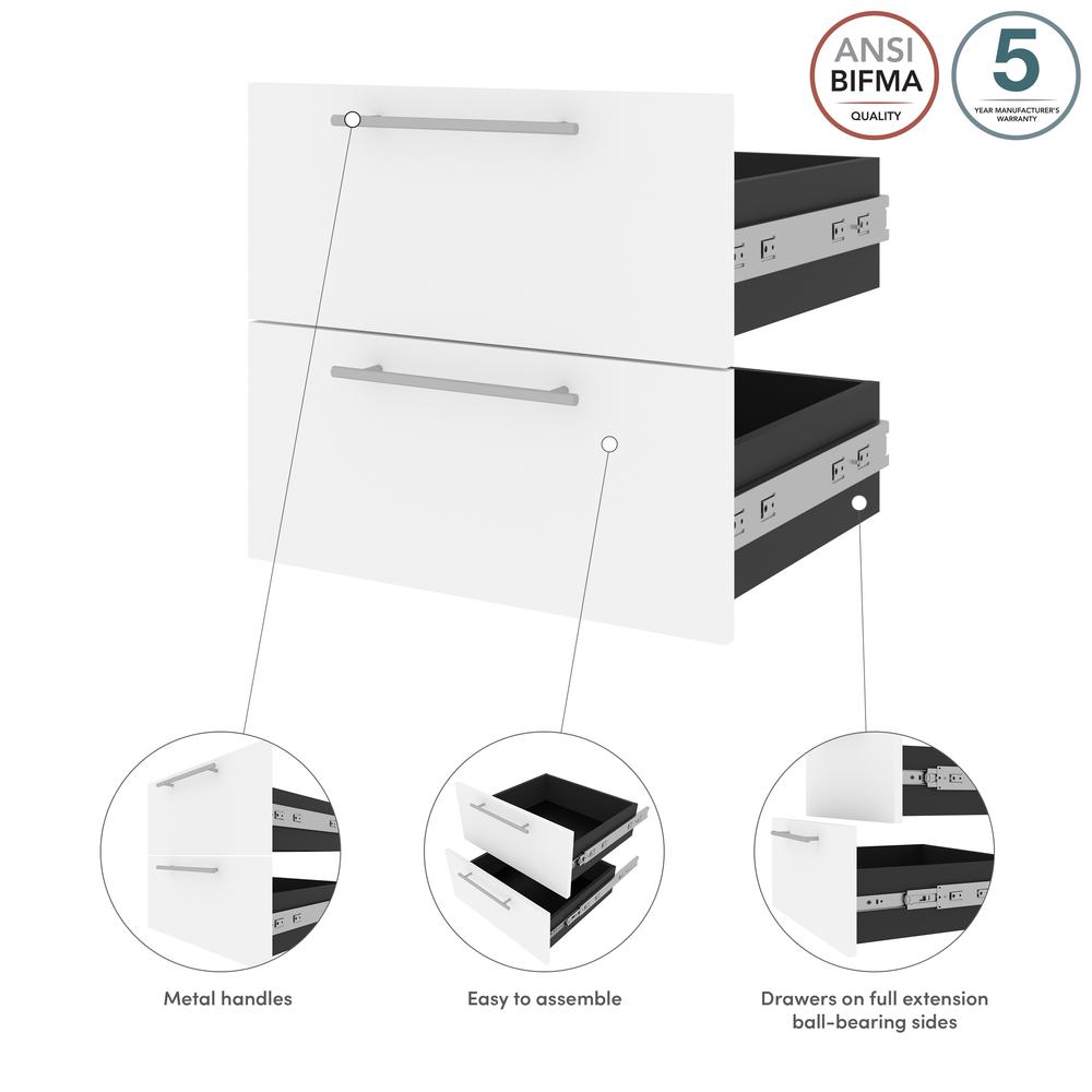 Orion  19W 2 Drawer Set for Orion 20W Narrow Shelving Unit in white & walnut grey. Picture 6