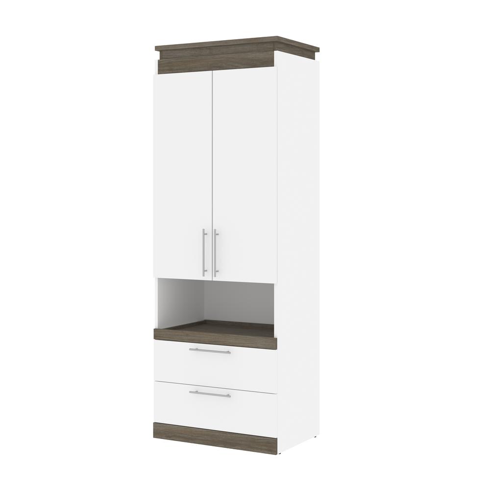 Orion  30W 30W Storage Cabinet with Pull-Out Shelf in white & walnut grey. Picture 1