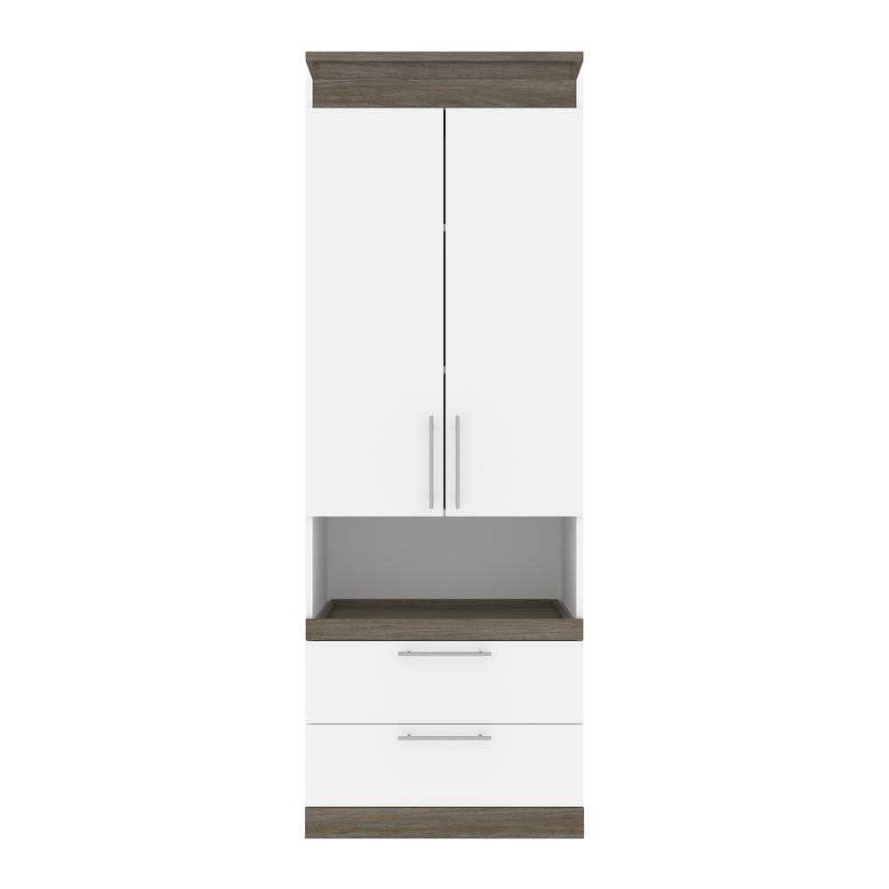 Orion  30W 30W Storage Cabinet with Pull-Out Shelf in white & walnut grey. Picture 2