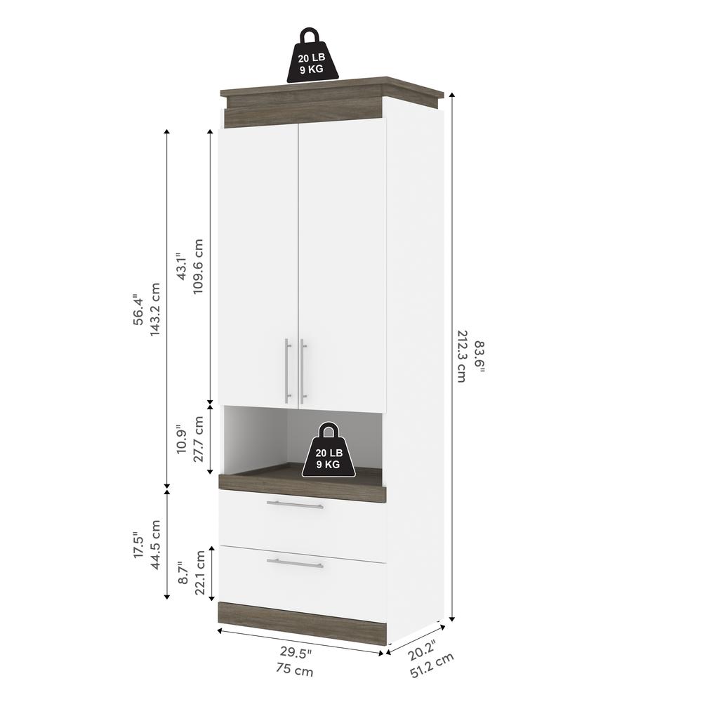 Orion  30W 30W Storage Cabinet with Pull-Out Shelf in white & walnut grey. Picture 3