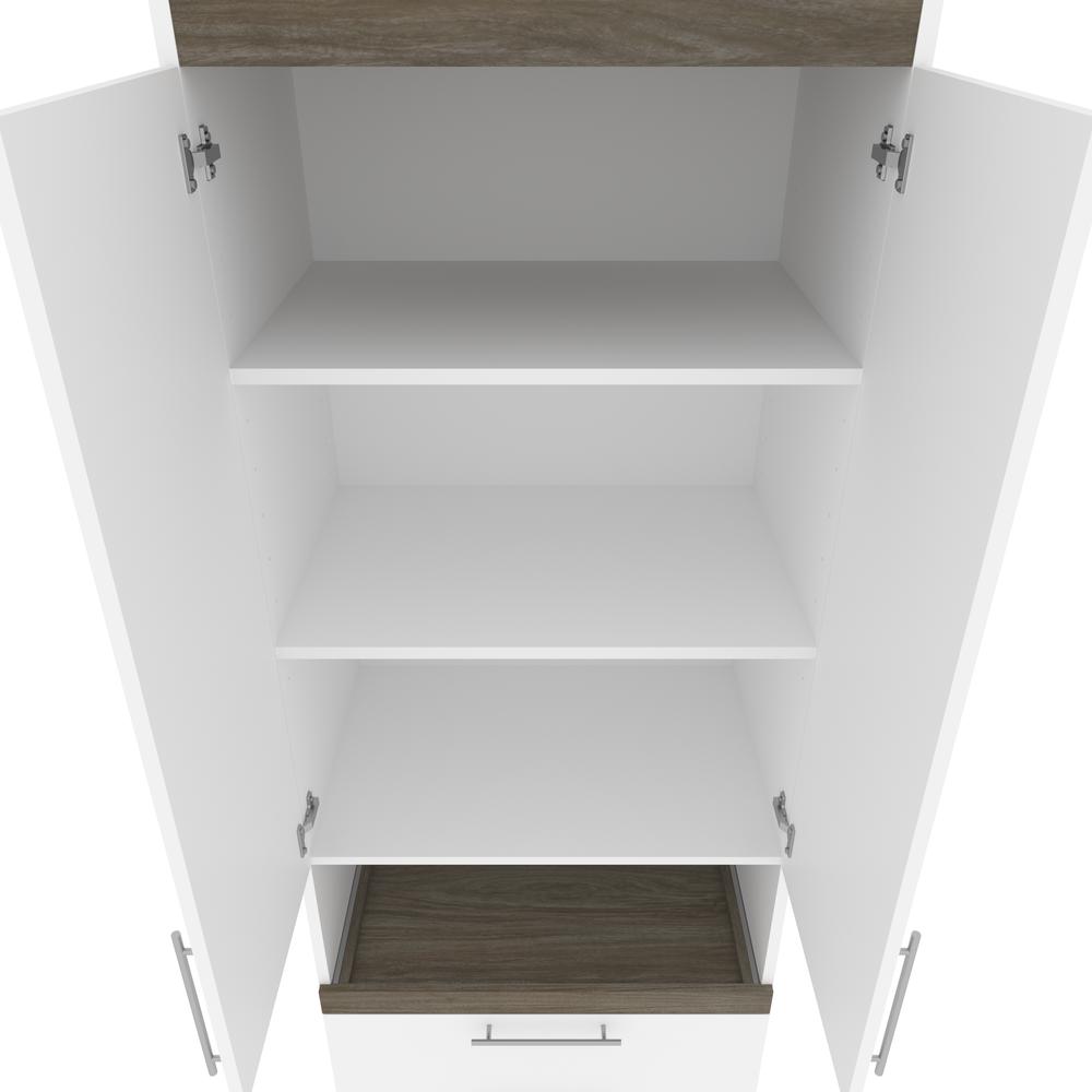 Orion  30W 30W Storage Cabinet with Pull-Out Shelf in white & walnut grey. Picture 4