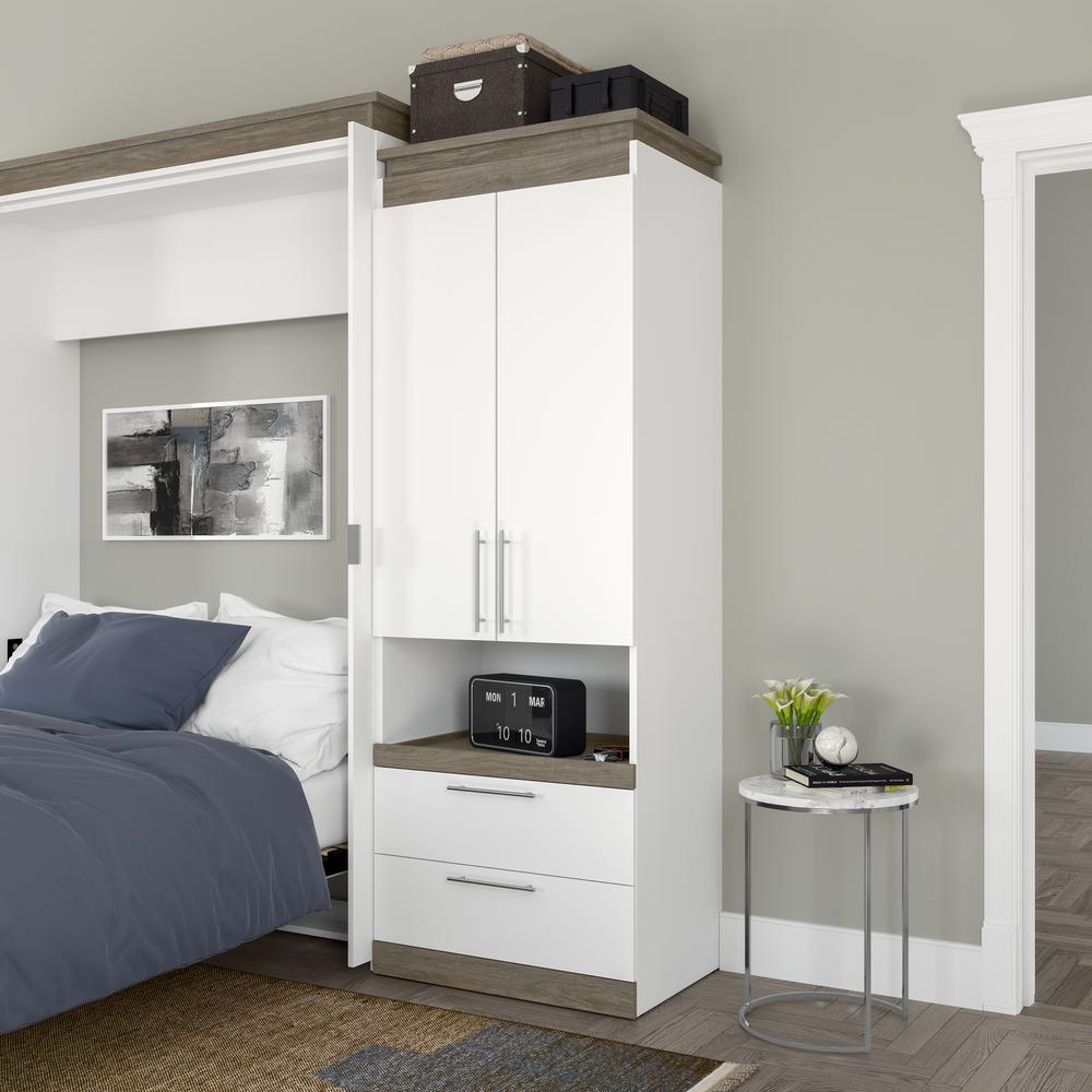 Orion  30W 30W Storage Cabinet with Pull-Out Shelf in white & walnut grey. Picture 10