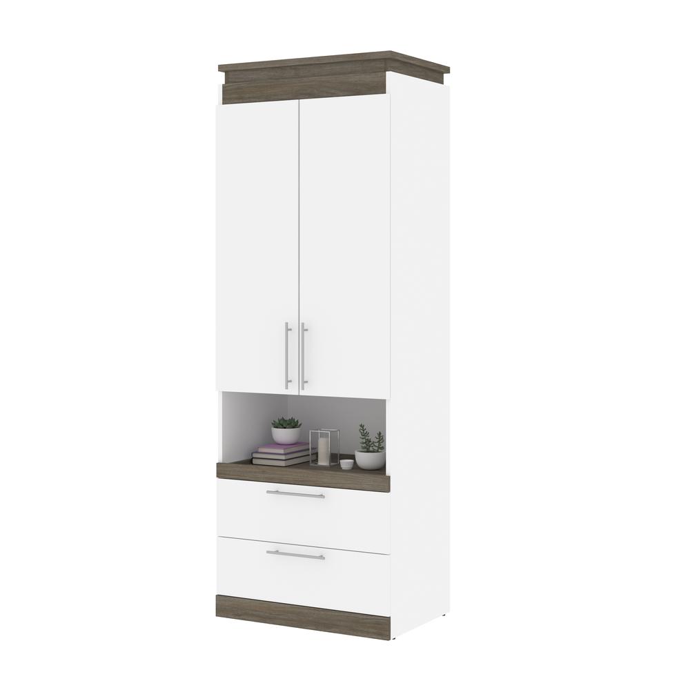 Orion  30W 30W Storage Cabinet with Pull-Out Shelf in white & walnut grey. Picture 11