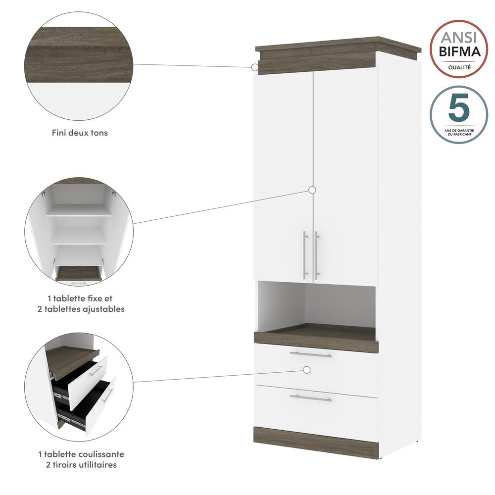 Orion  30W 30W Storage Cabinet with Pull-Out Shelf in white & walnut grey. Picture 12