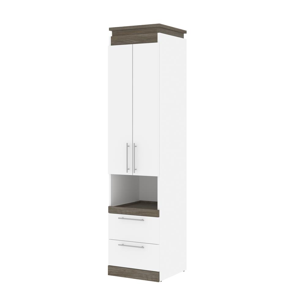 Orion  20W 20W Storage Cabinet with Pull-Out Shelf in white & walnut grey. Picture 1