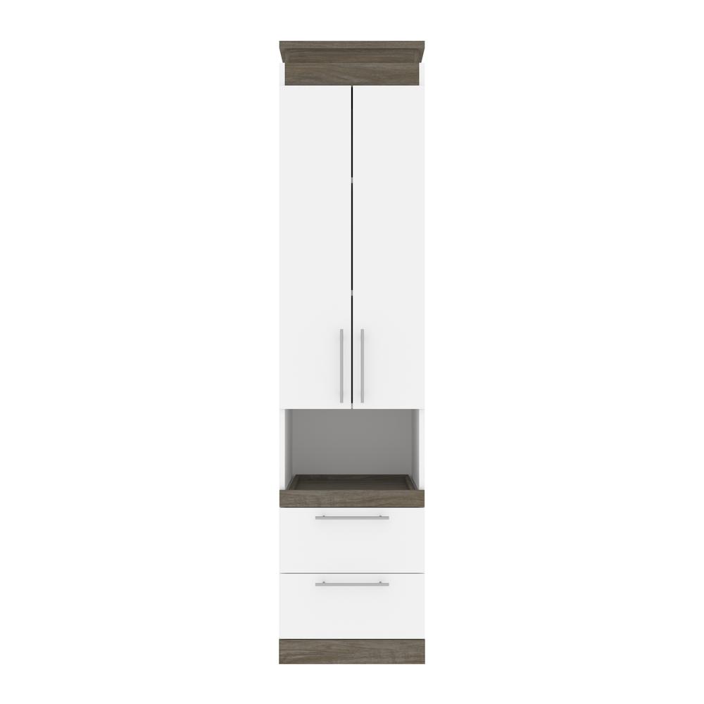 Orion  20W 20W Storage Cabinet with Pull-Out Shelf in white & walnut grey. Picture 2