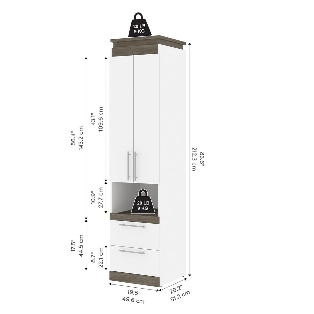 Orion  20W 20W Storage Cabinet with Pull-Out Shelf in white & walnut grey. Picture 3