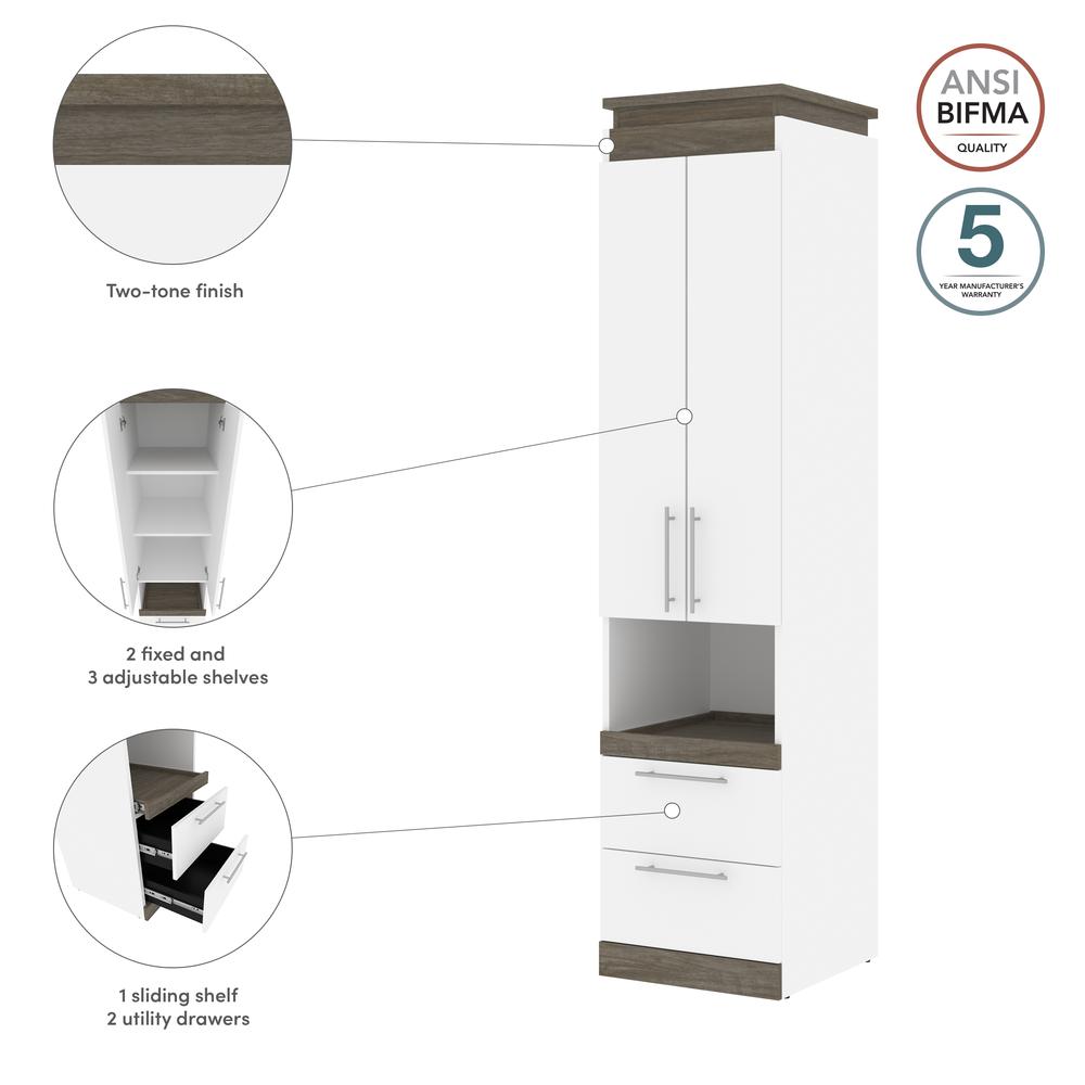 Orion  20W 20W Storage Cabinet with Pull-Out Shelf in white & walnut grey. Picture 12