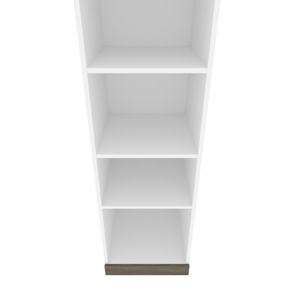 Full Murphy Bed with Storage Cabinet and Shelves (100W) in White and Walnut Grey. Picture 20