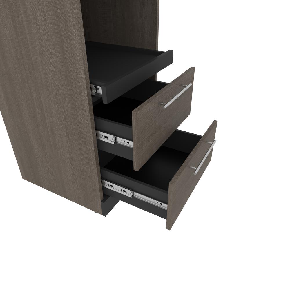 Full Murphy Bed with Storage Cabinet and Shelves (100W) in White and Walnut Grey. Picture 19