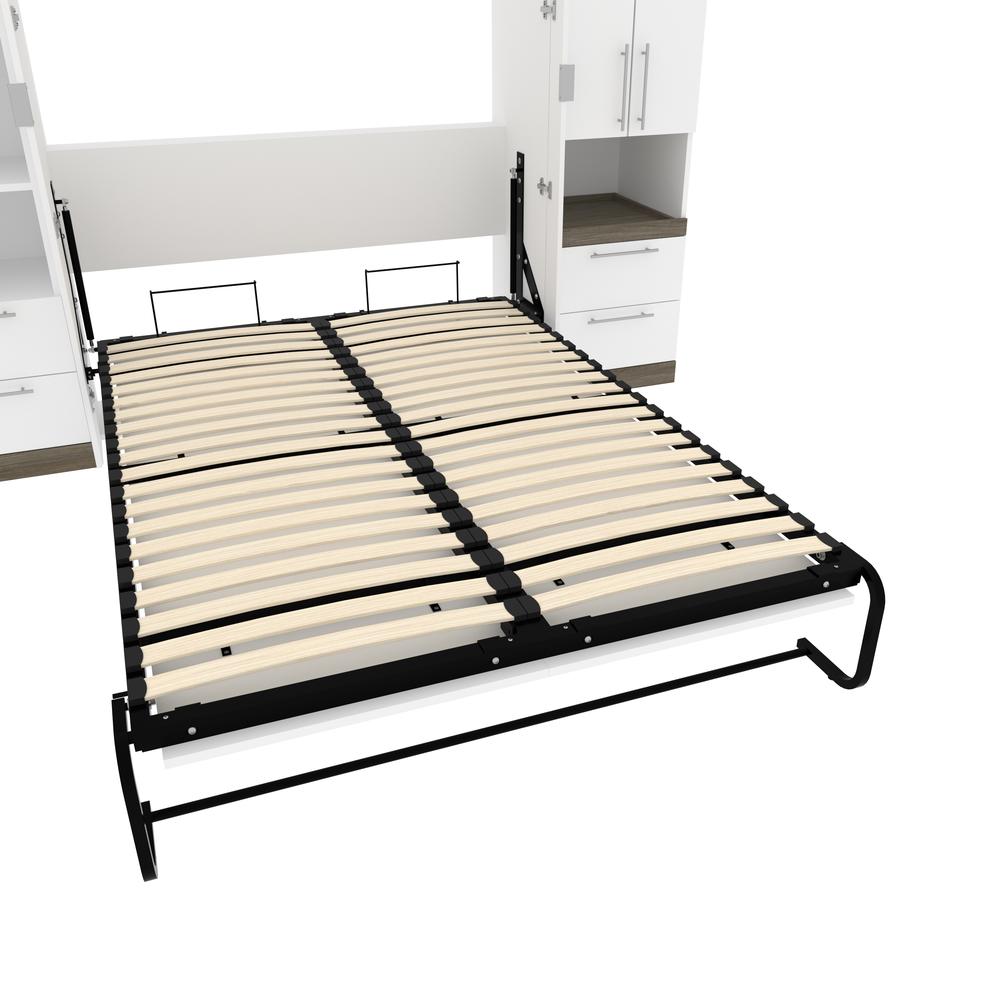 Orion  98W Full Murphy Bed and Narrow Storage Solutions with Drawers (99W) in white & walnut grey. Picture 16