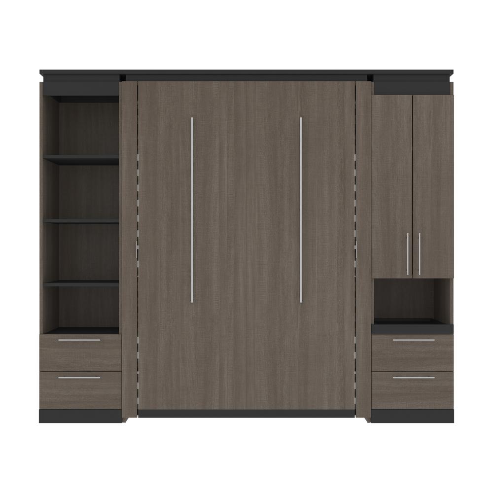 Orion  98W Full Murphy Bed and Narrow Storage Solutions with Drawers (99W) in bark gray and graphite. Picture 2