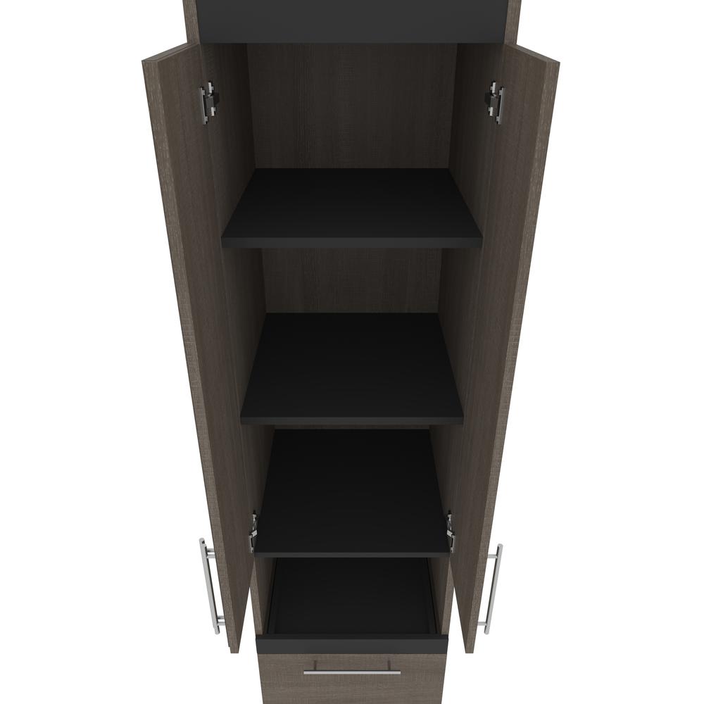 Orion  98W Full Murphy Bed and Narrow Storage Solutions with Drawers (99W) in bark gray and graphite. Picture 21