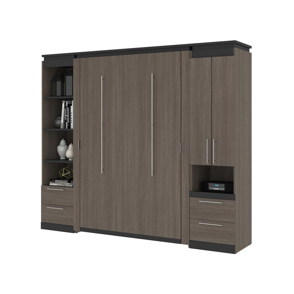Orion  98W Full Murphy Bed and Narrow Storage Solutions with Drawers (99W) in bark gray and graphite. Picture 25