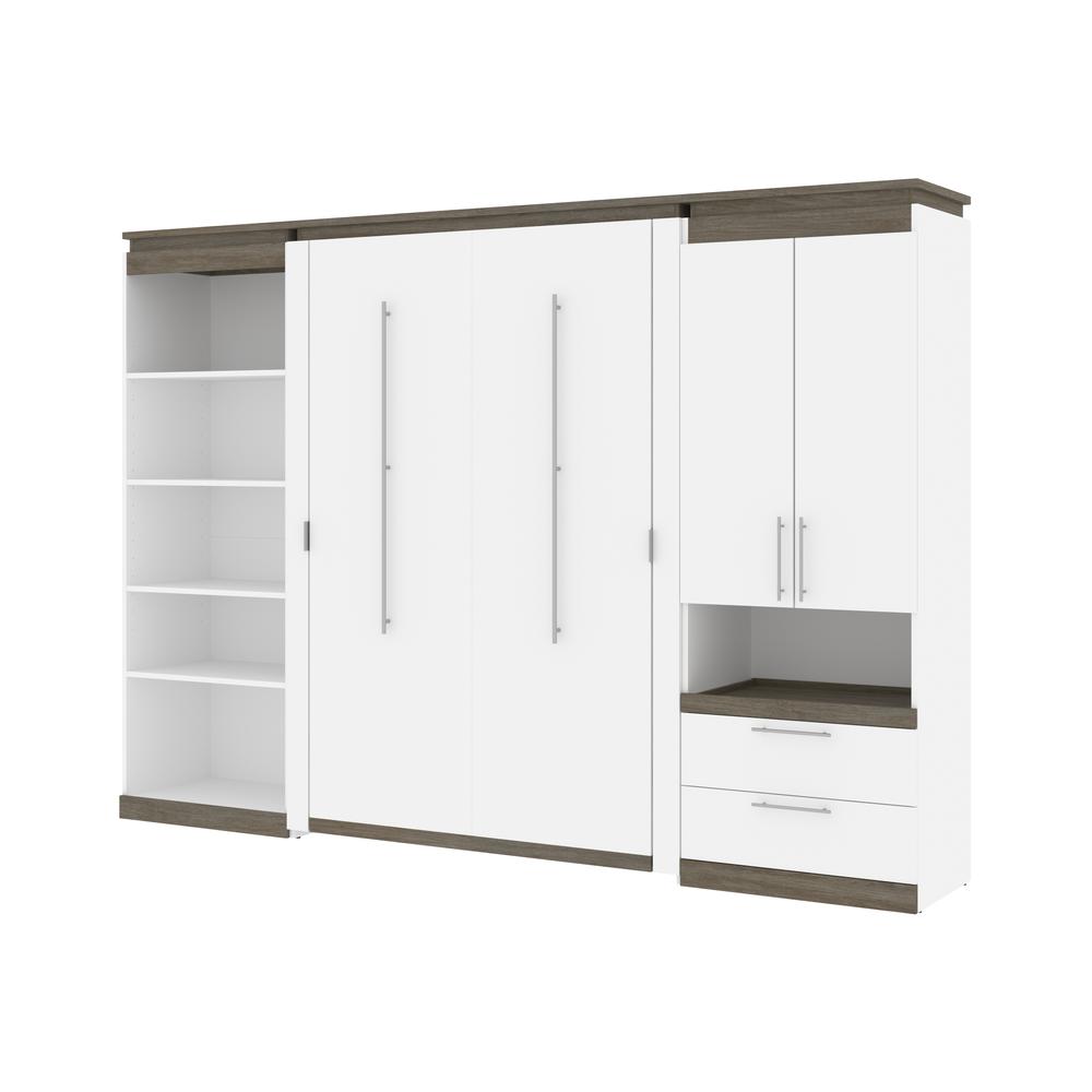 Orion  118W Full Murphy Bed with Multifunctional Storage (119W) in white & walnut grey. Picture 1