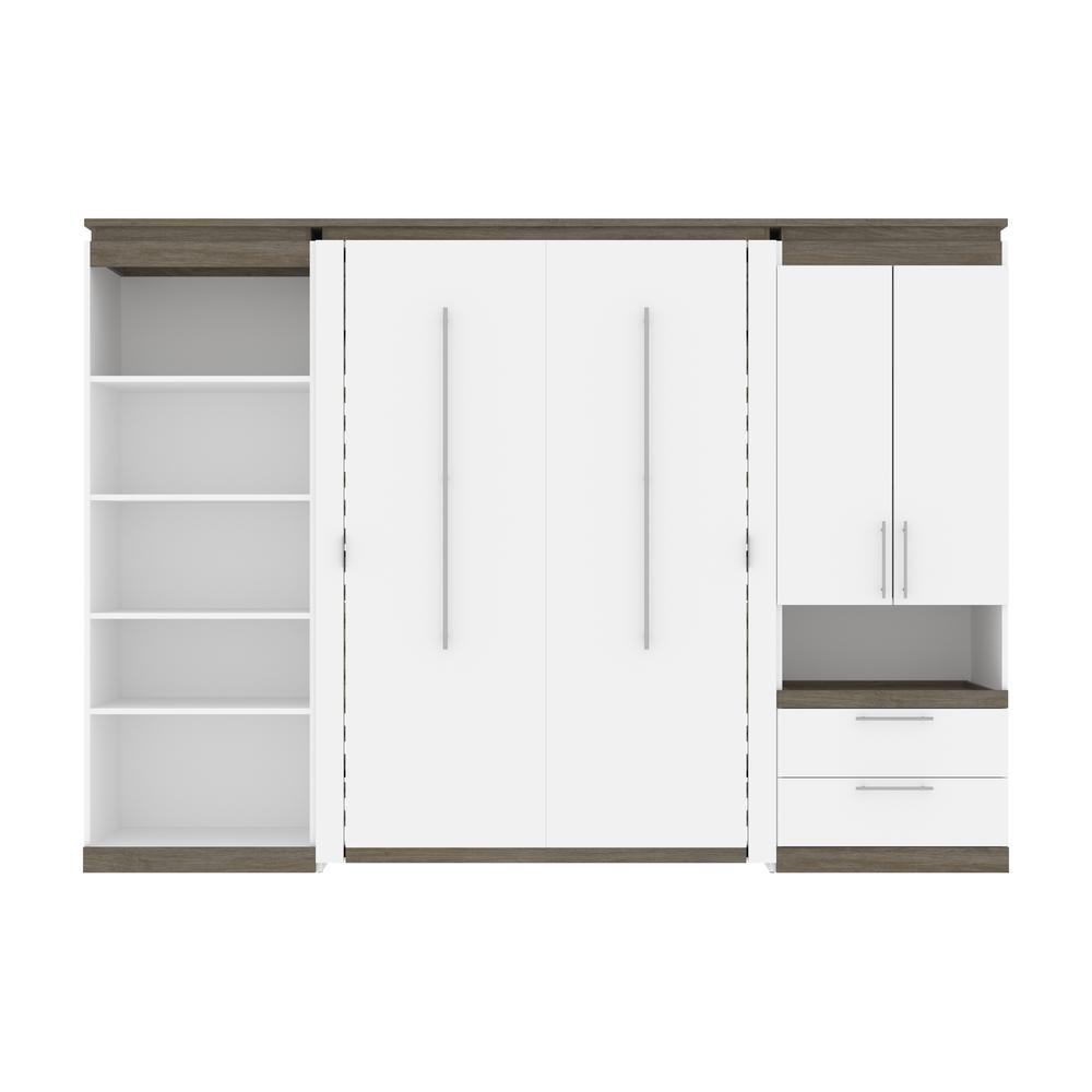 Orion  118W Full Murphy Bed with Multifunctional Storage (119W) in white & walnut grey. Picture 2