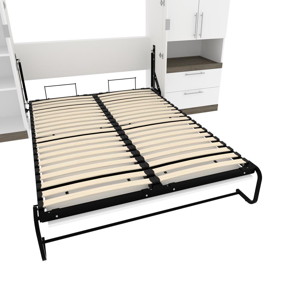 Orion  118W Full Murphy Bed with Multifunctional Storage (119W) in white & walnut grey. Picture 17