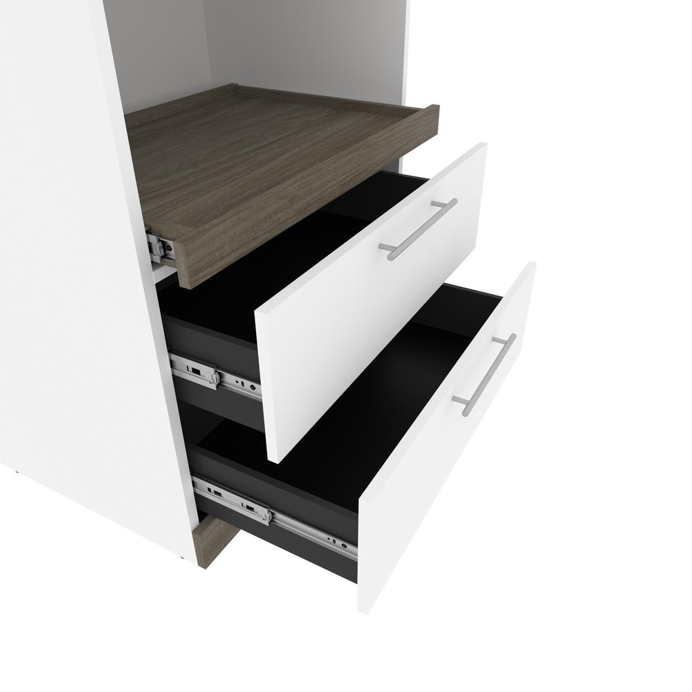 Orion  118W Full Murphy Bed with Multifunctional Storage (119W) in white & walnut grey. Picture 19