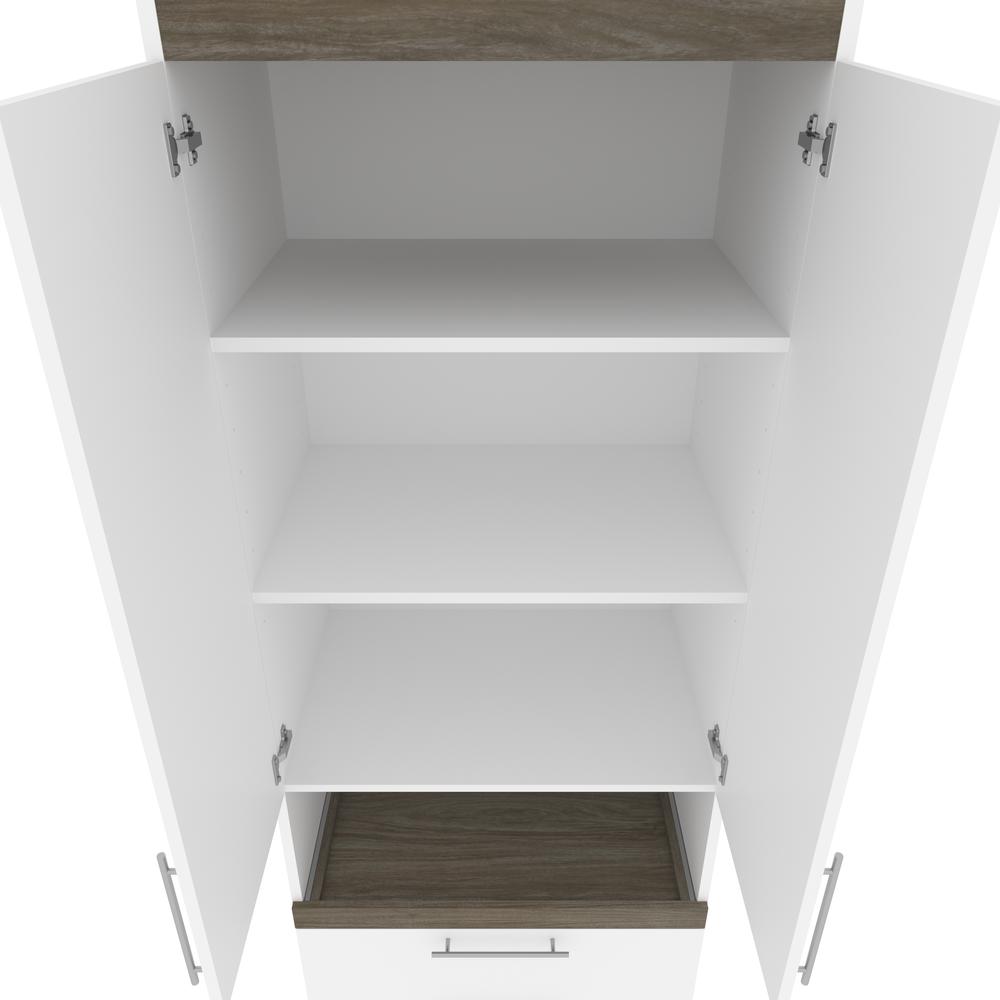 Orion  118W Full Murphy Bed with Multifunctional Storage (119W) in white & walnut grey. Picture 21