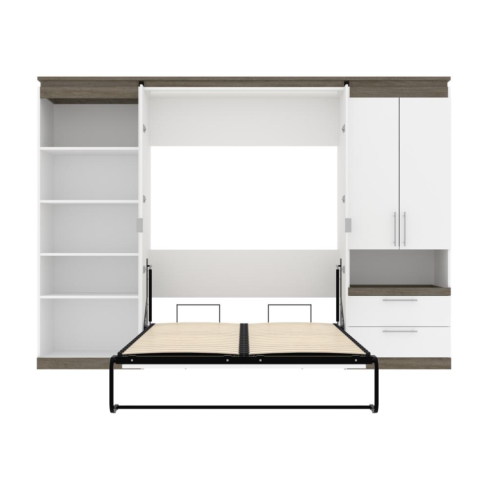 Orion  118W Full Murphy Bed with Multifunctional Storage (119W) in white & walnut grey. Picture 27