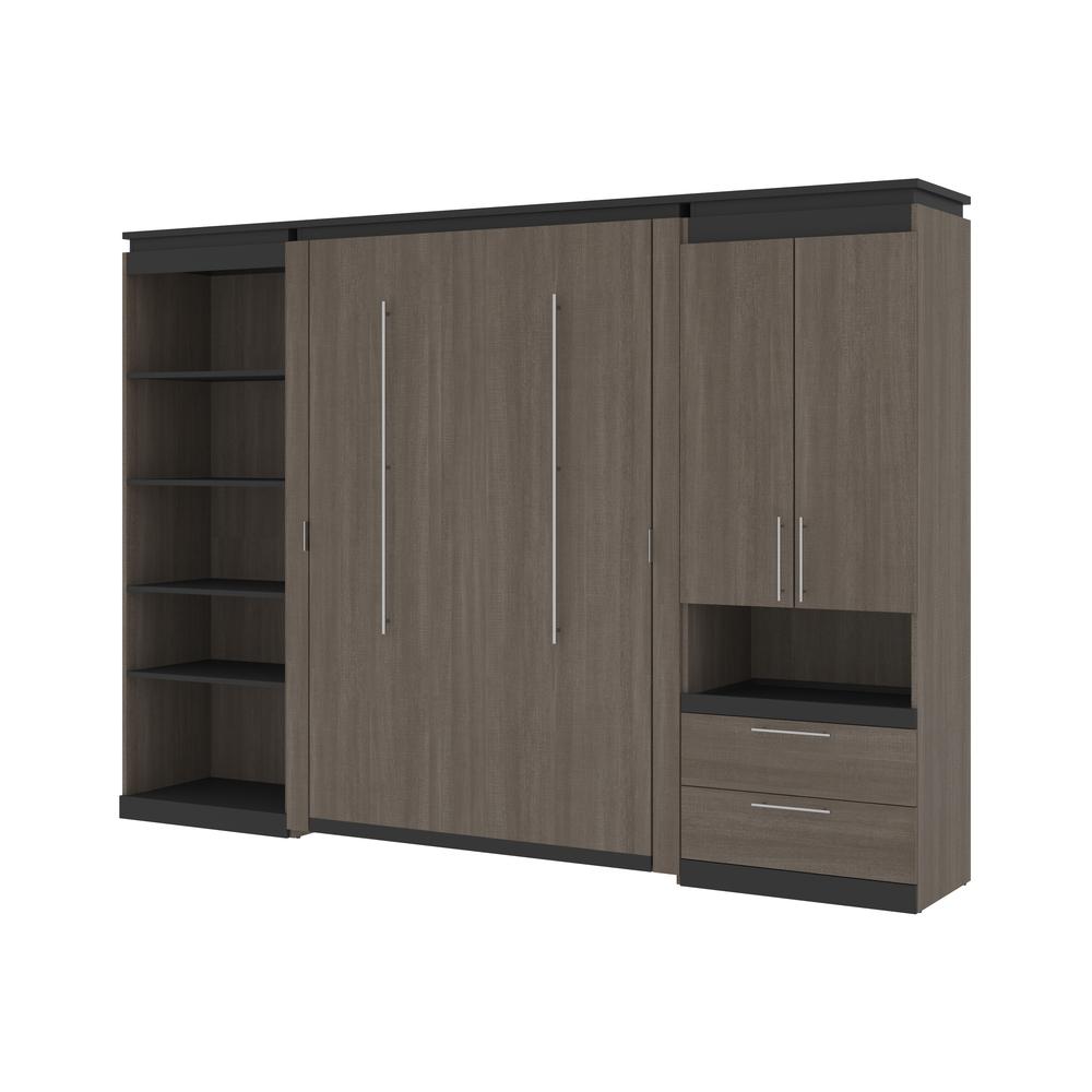 Orion  118W Full Murphy Bed with Multifunctional Storage (119W) in bark gray and graphite. Picture 1