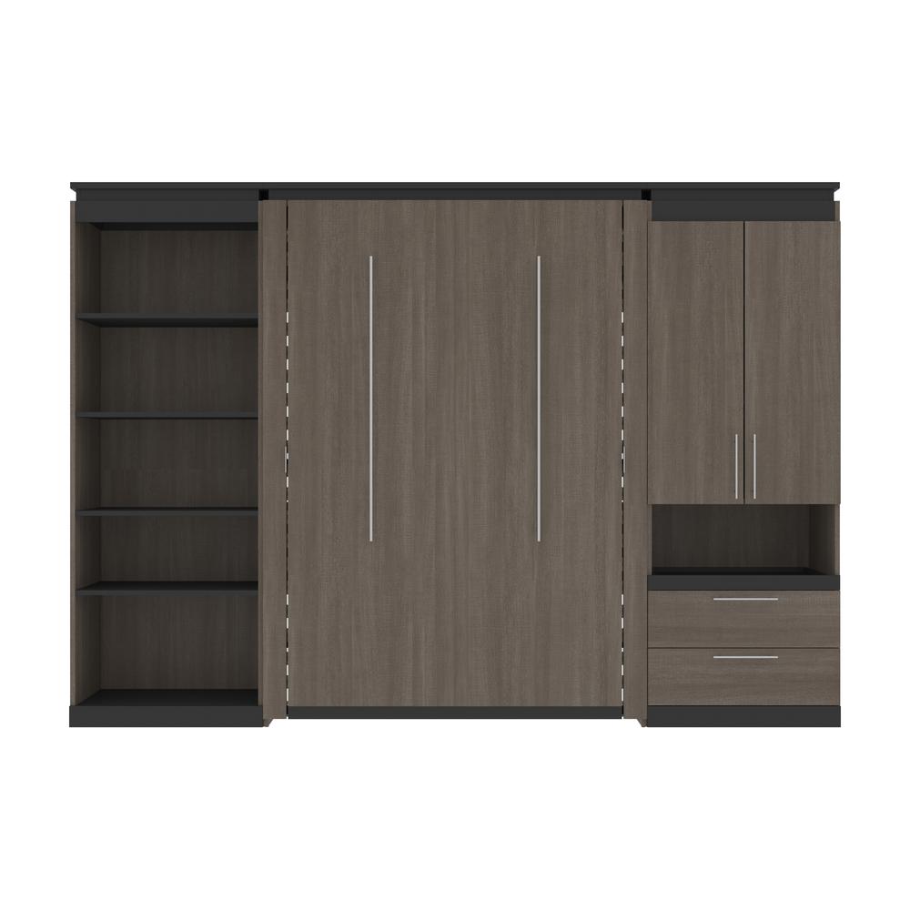 Orion  118W Full Murphy Bed with Multifunctional Storage (119W) in bark gray and graphite. Picture 2