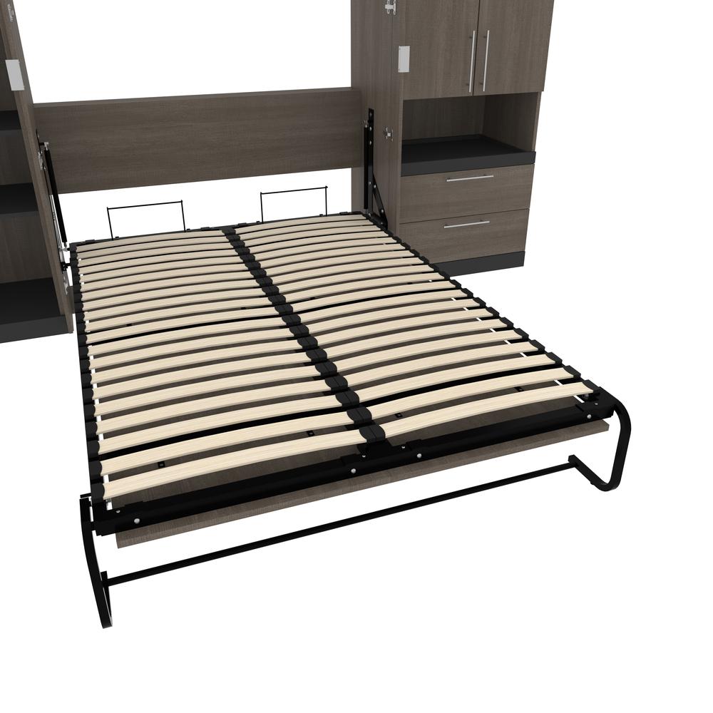 Orion  118W Full Murphy Bed with Multifunctional Storage (119W) in bark gray and graphite. Picture 17