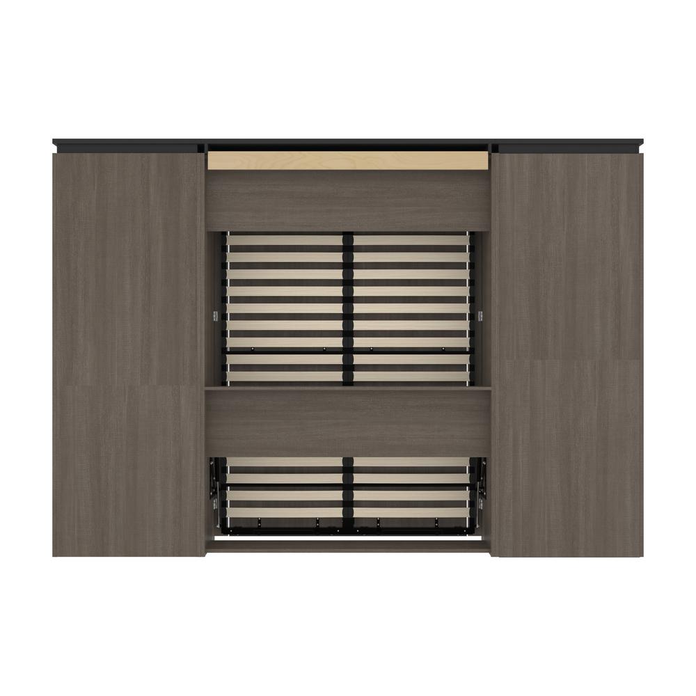 Orion  118W Full Murphy Bed with Multifunctional Storage (119W) in bark gray and graphite. Picture 22