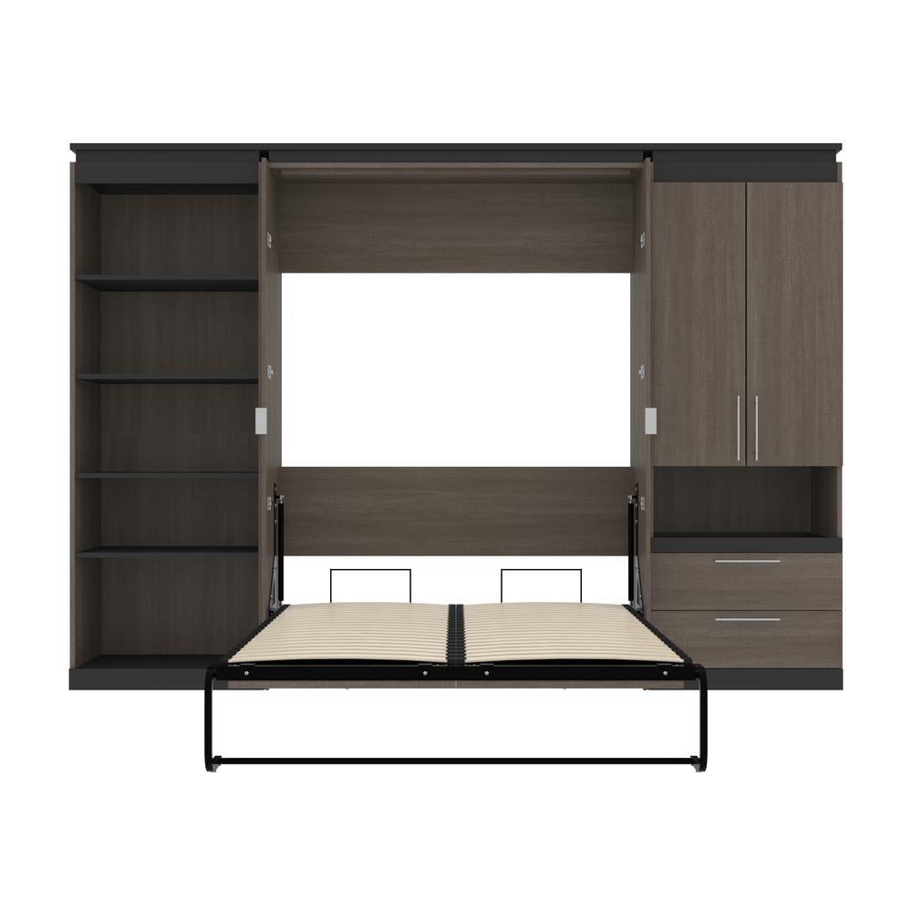 Orion  118W Full Murphy Bed with Multifunctional Storage (119W) in bark gray and graphite. Picture 27