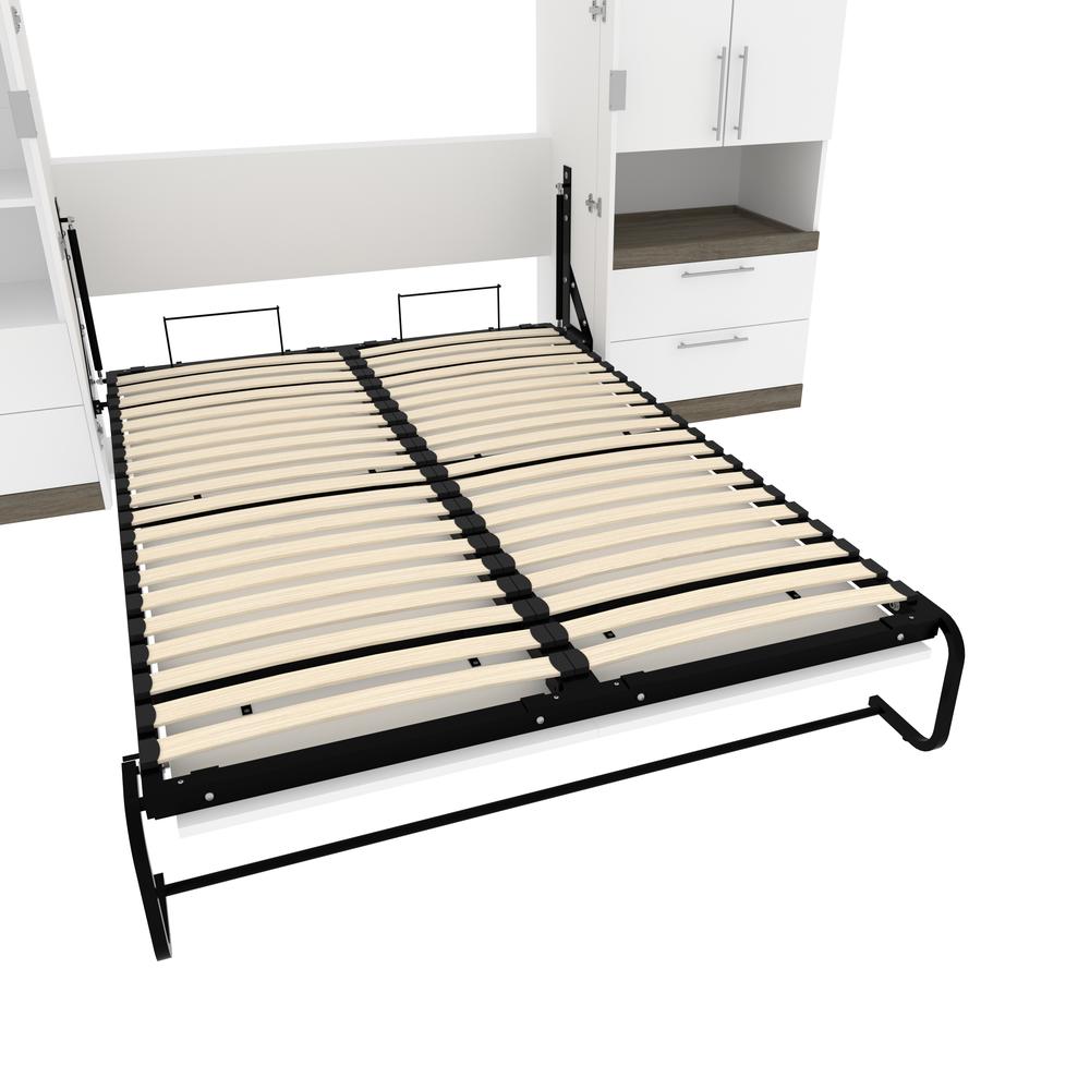 Orion  118W Full Murphy Bed and Multifunctional Storage with Drawers (119W) in white & walnut grey. Picture 17