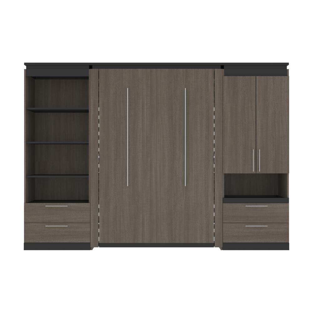 Orion  118W Full Murphy Bed and Multifunctional Storage with Drawers (119W) in bark gray and graphite. Picture 2
