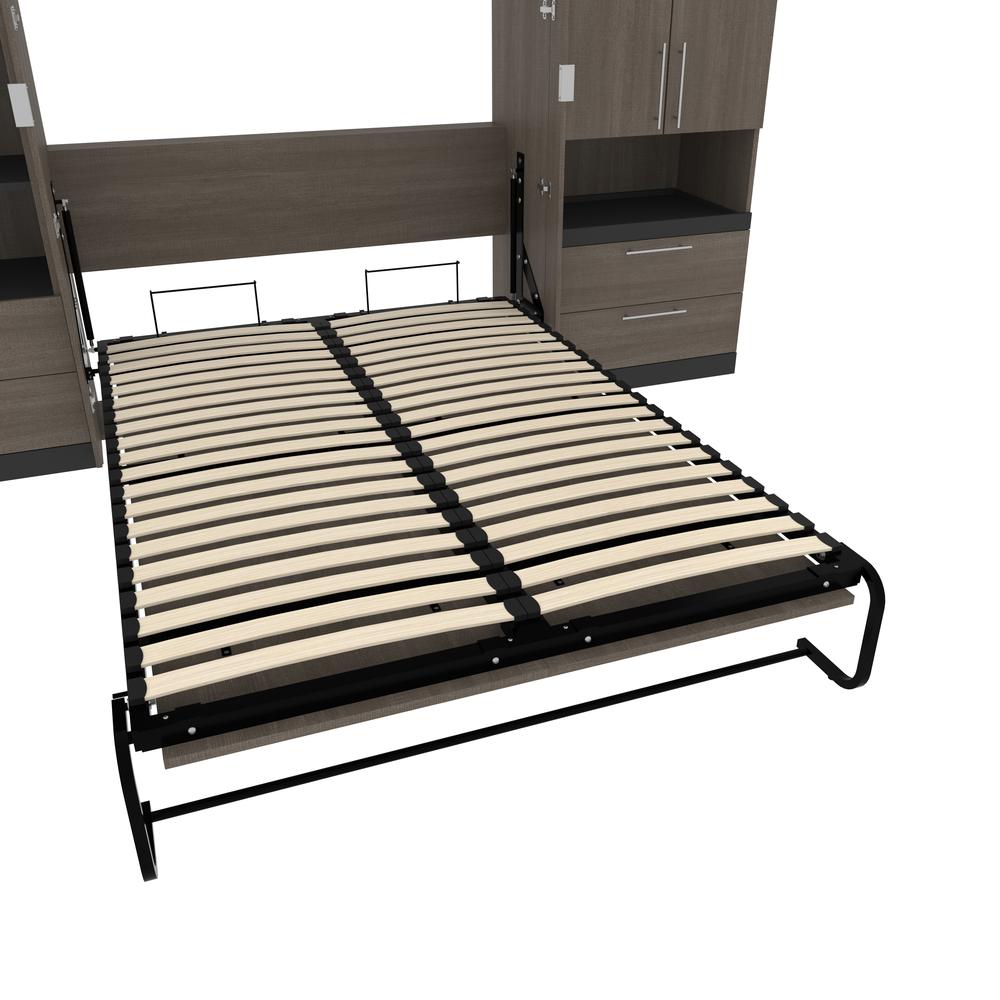 Orion  118W Full Murphy Bed and Multifunctional Storage with Drawers (119W) in bark gray and graphite. Picture 17