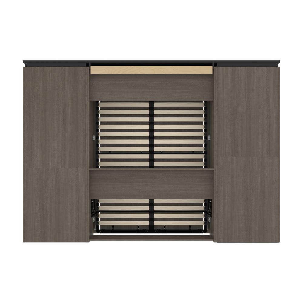 Orion  118W Full Murphy Bed and Multifunctional Storage with Drawers (119W) in bark gray and graphite. Picture 22