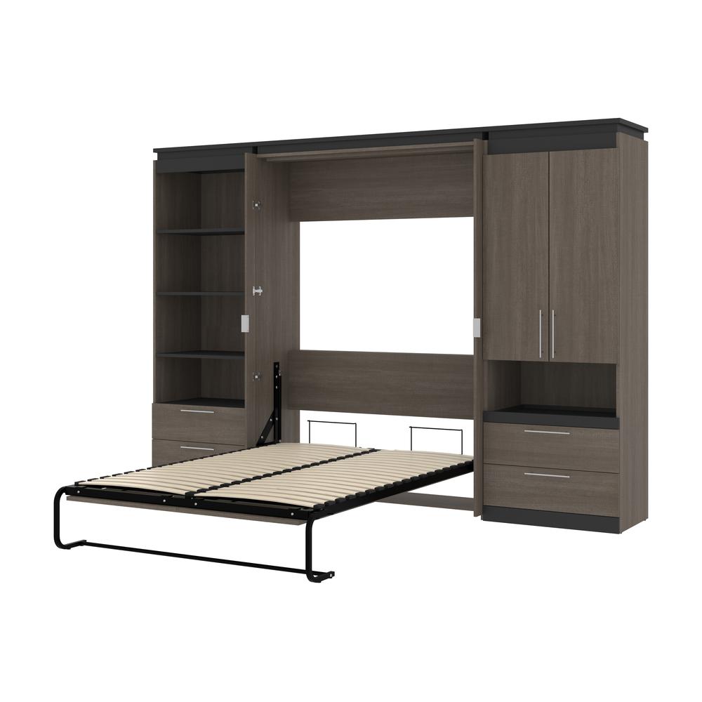 Orion  118W Full Murphy Bed and Multifunctional Storage with Drawers (119W) in bark gray and graphite. Picture 24