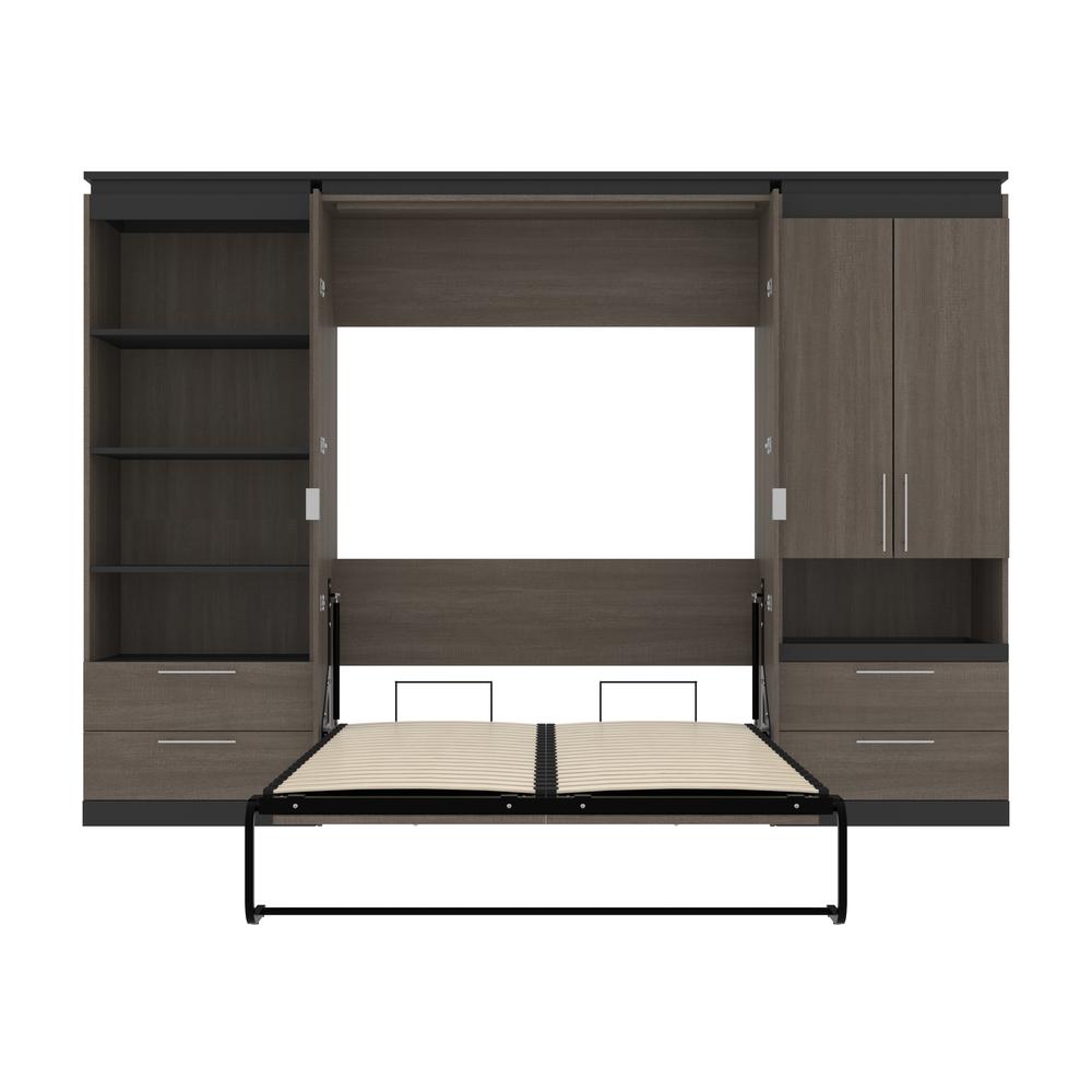 Orion  118W Full Murphy Bed and Multifunctional Storage with Drawers (119W) in bark gray and graphite. Picture 27