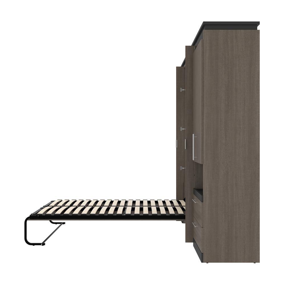Orion  118W Full Murphy Bed and Multifunctional Storage with Drawers (119W) in bark gray and graphite. Picture 28