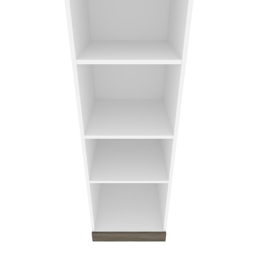 Orion  104W Queen Murphy Bed and Narrow Storage Solutions with Drawers (105W) in white & walnut grey. Picture 19